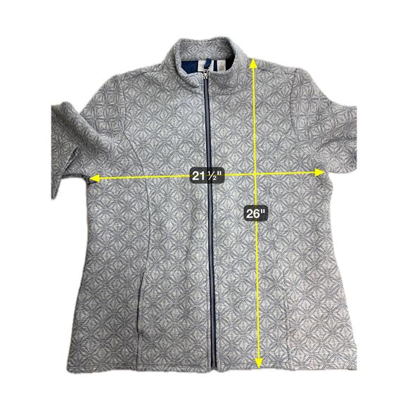 Weekends By Chicos Gray Geometric Jacket Full Zip Soft Womens Size 2 (Large L) - Picture 11 of 11